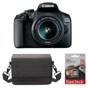 EOS 2000D EF-S 18-55MM F/3.5-5.6 IS II CANON SB130 BAG 16GB SD CARD