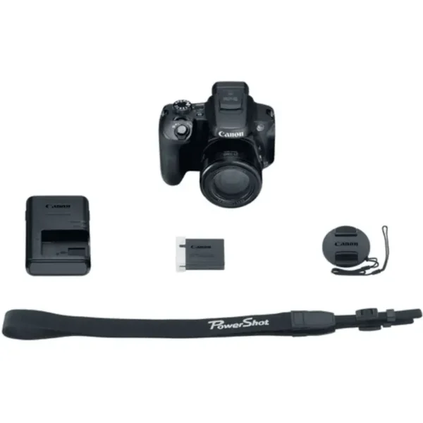 CANON DIGITAL CAMERA POWERSHOT SX70HS LENS CAP NECK STRAP NS-DC11 BATTERY PACK LP-E12 BATTERY CHARGER LC-E12E AC CABLE