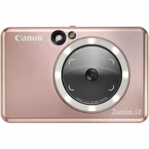 CANON ZOE MINI S ROSE GOLD MOBILE INSTANT PRINTER ZINK TECHNOLOGY 170G MODEL 314 X 500 DPI RESOLUTION 10 SHEET 2X3 INCH PRINTING PAPER 5 MEGAPIXELS MICRO SD MEMORY CARD SUPPORT CAN TAKE A SELFIE