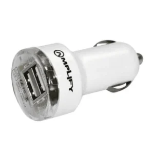 AMPLIFY DUAL USB CAR CHARGER JOY RIDER SERIES 1000mA & 2100mA