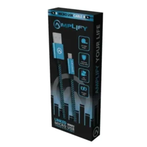 AMPLIFY PRO LINKED SERIES MICRO USB BRAIDED CABLE 2 METER BLACK AND BLUE