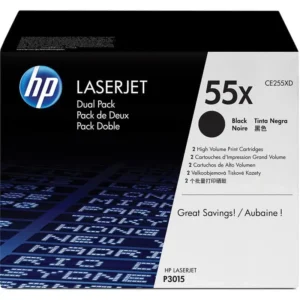 HP # 55X LASERJET P3015 BLACK PRINT CARTRIDGE – DUAL PACK