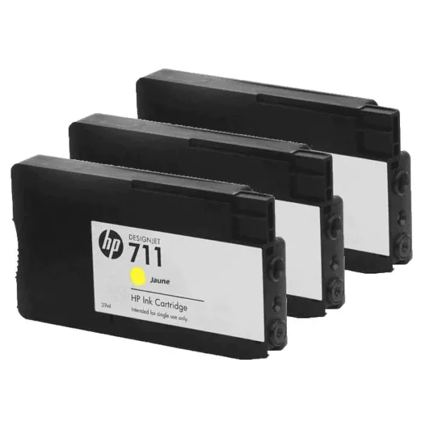 HP #711 3 PACK YELLOW INK CARTRIDGES FOR DESIGNJET T120  (29ML) - Image 3