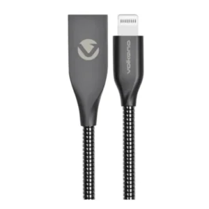 VOLKANO IRON SERIES ROUND METALLIC SPRING MFI LIGHTNING CABLE 1.2M – SILVER