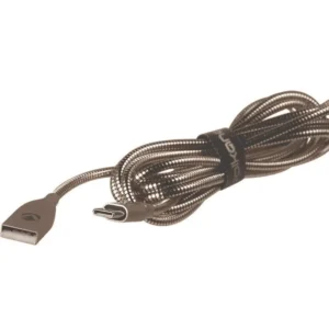 VOLKANO IRON SERIES ROUND METALLIC SPRING TYPE-C CABLE 1.2M – CHAMPAGNE GOLD