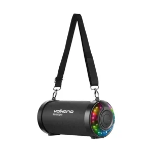 VOLKANO MAMBA LIGHTS SERIES BLUETOOTH SPEAKER WITH RGB LIGHTS AND CARRY STRAP – BLACK