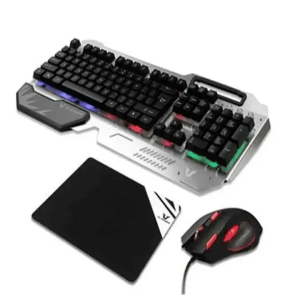 VX GAMING COMBAT SERIES METAL KEYBOARD/ MOUSE/ MOUSEPAD COMBO - SILVER