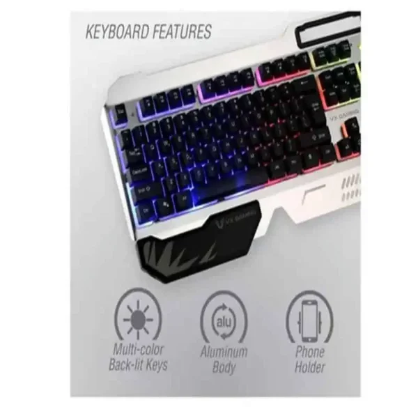 VX GAMING COMBAT SERIES METAL KEYBOARD/ MOUSE/ MOUSEPAD COMBO - SILVER - Image 2