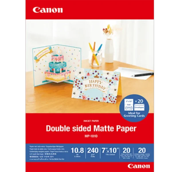 CANON MP-101D  DOUBLE SIDED MATTE PAPER - 178 X 258MM FOLD 20 SHEETS AND 20 ENVELOPES 240GMS